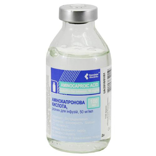 Амінокапронова кислота розчин для інфузій 5 % 100 мл